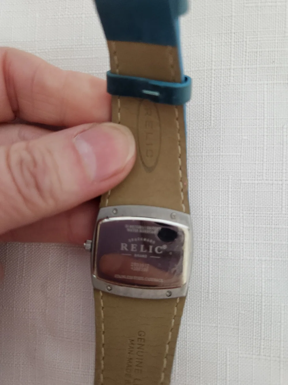 Relic Blue Floral Leather Strap Wristwatch